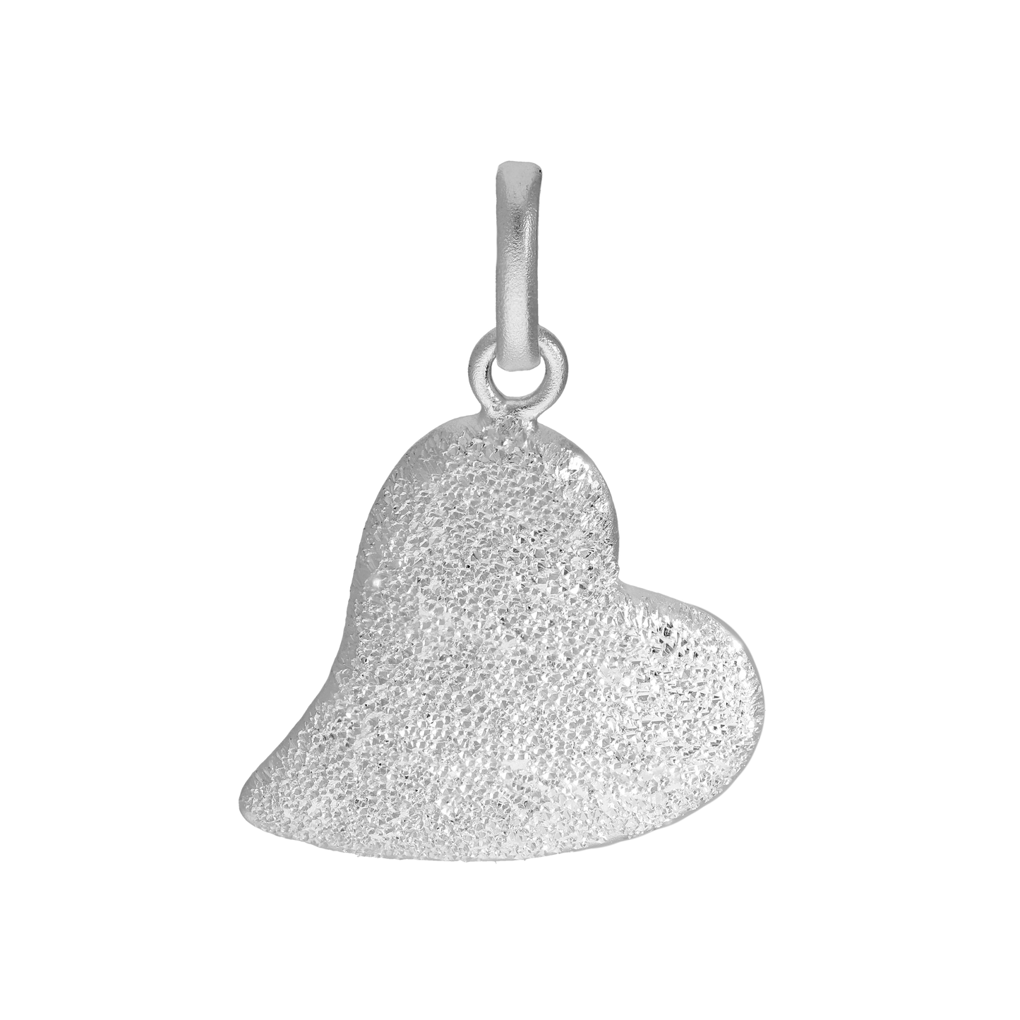 Sterling Silver Frosted Heart Charm