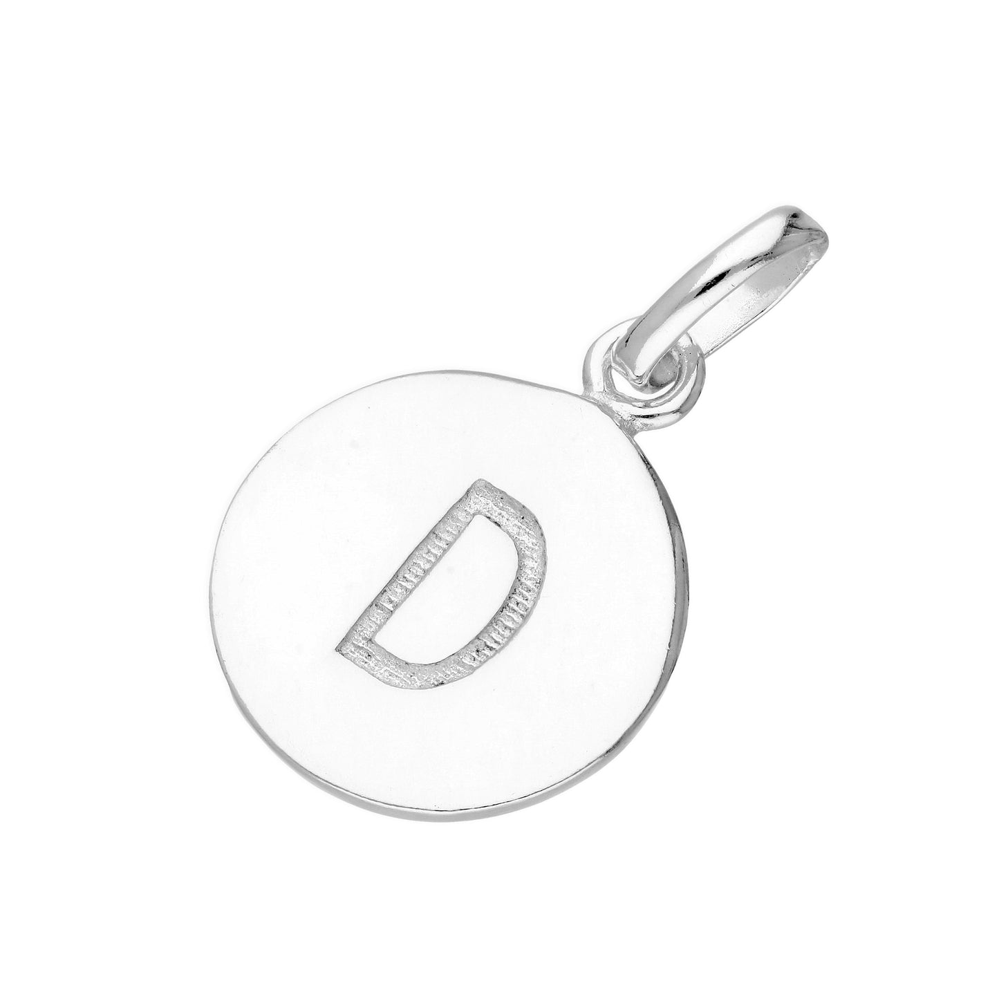 Sterling Silver Engravable Round Alphabet Letter Charm A-Z