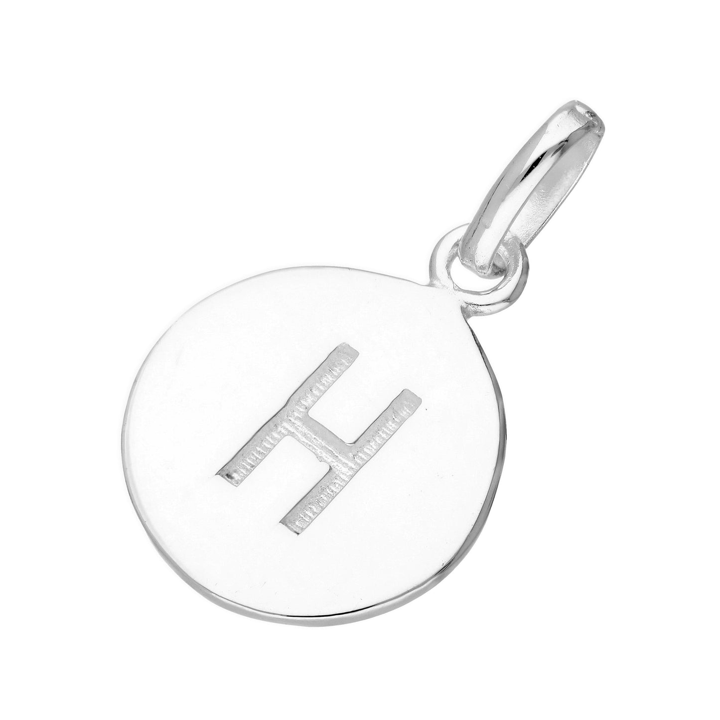 Sterling Silver Engravable Round Alphabet Letter Charm A-Z