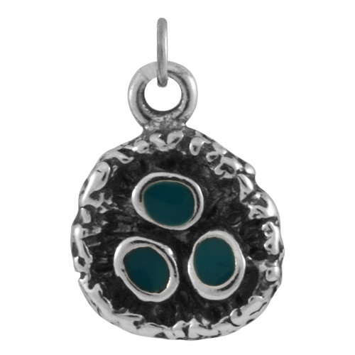 Sterling Silver and Enamel Bird Nest Charm