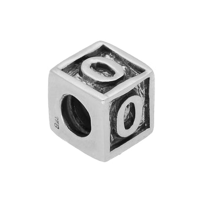 Sterling Silver Number Cube Bead Charm 0-9