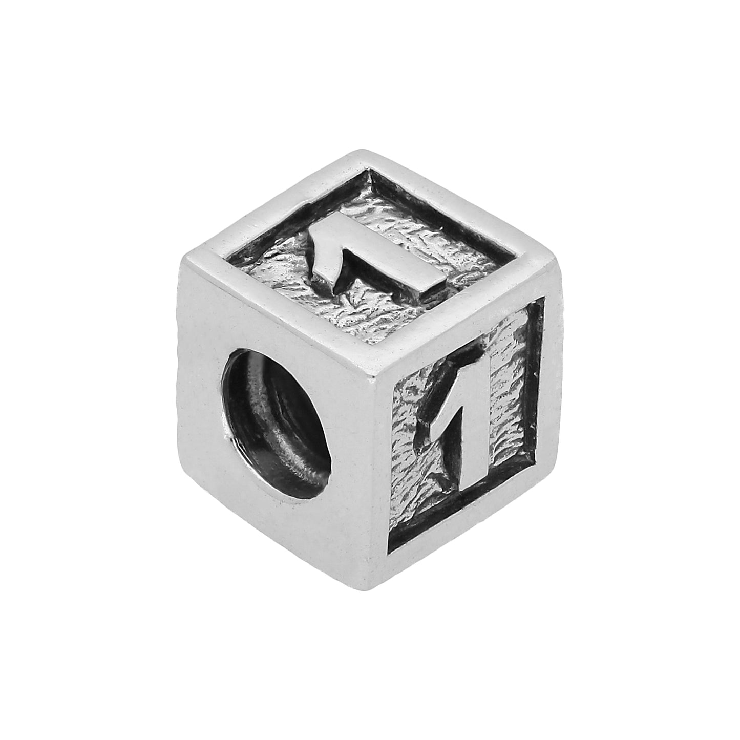 Sterling Silver Number Cube Bead Charm 0-9