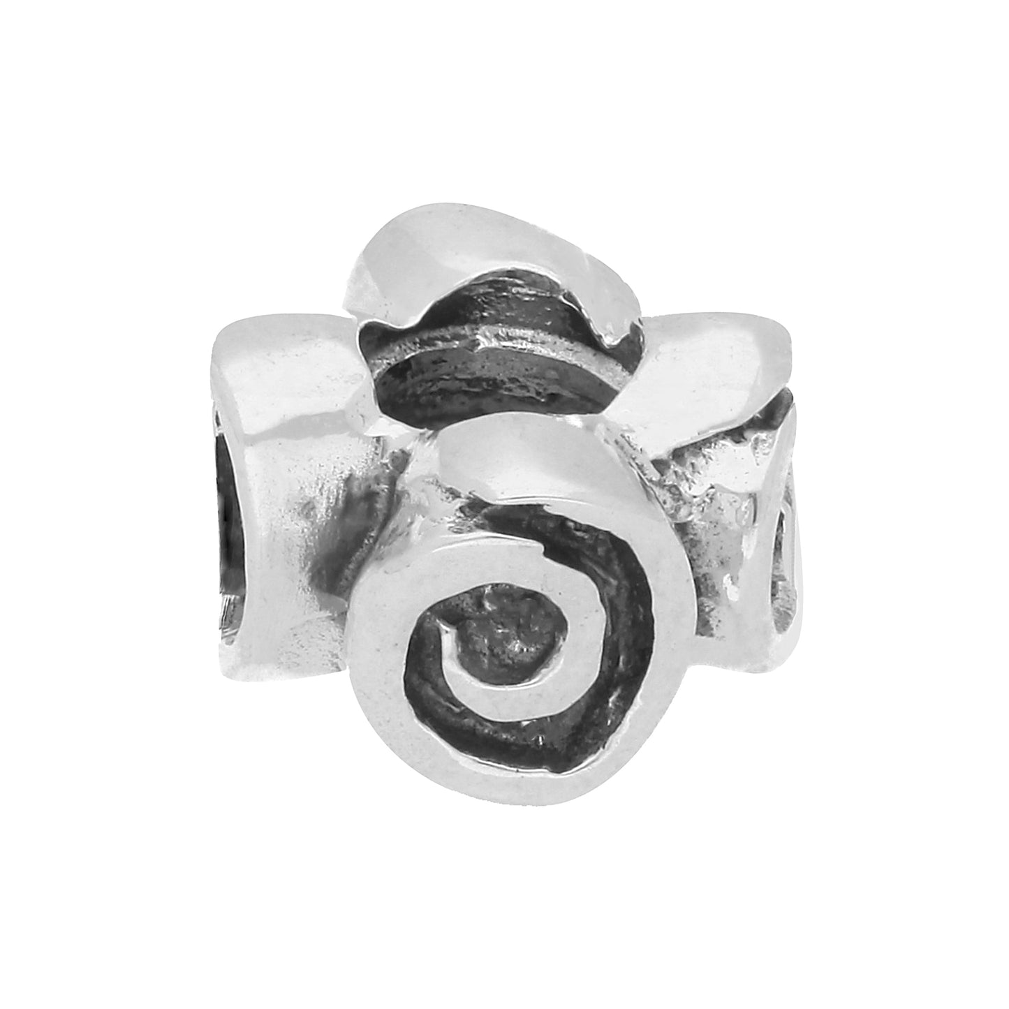 Sterling Silver Spiral Flower Bead Charm
