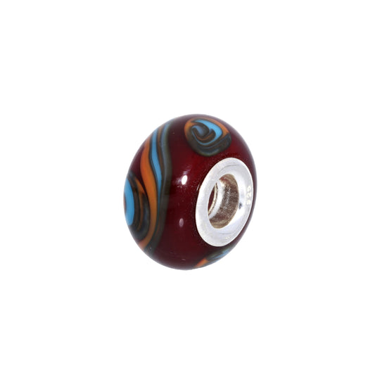 Sterling Silver & Red Glass Abstract Bead Charm