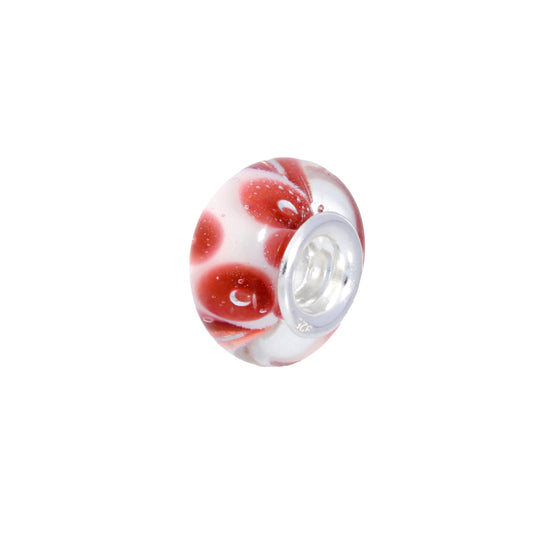 Sterling Silver & White Transparent Glass Bead Charm