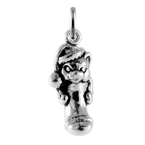 Sterling Silver Cat in Christmas Stocking Charm