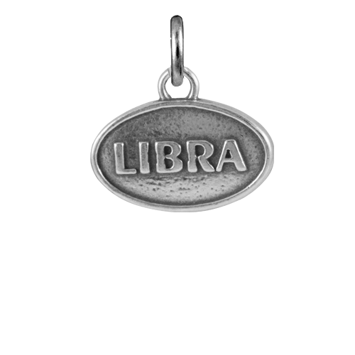 Sterling Silver Libra Scales Oval Charm