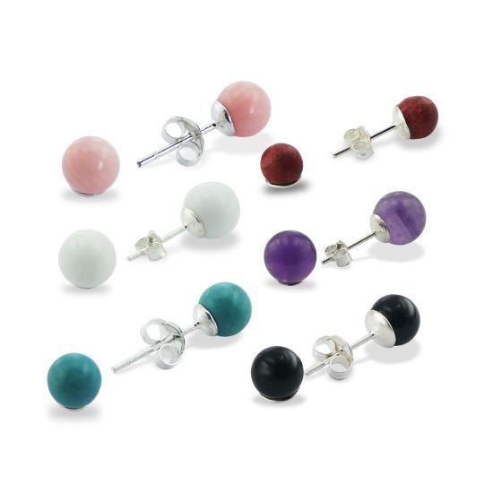 Sterling Silver & Gemstone Stud Earrings