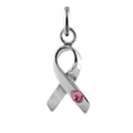 Sterling Silver & Pink Crystal Ribbon Charm