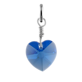 Sterling Silver September Sapphire Crystal Heart Charm