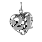 Sterling Silver 21st Birthday Heart Charm