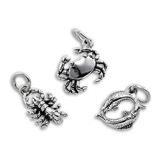 Sterling Silver 3D Zodiac Charms