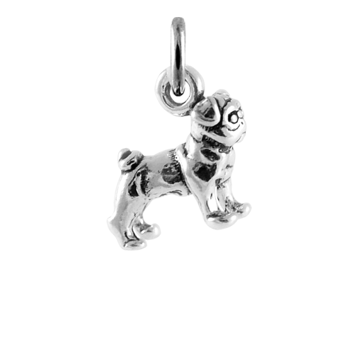 Sterling Silver Small Pug Charm