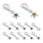 Sterling Silver & CZ Crystal Birthstone Star Clip-On Charm
