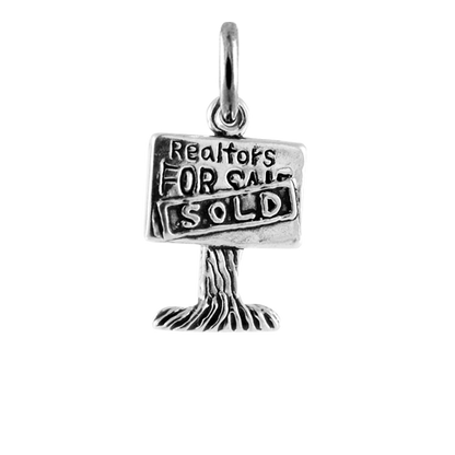 Sterling Silver House Sale Sign Charm