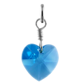 Sterling Silver & Aquamarine March Crystal Heart Charm