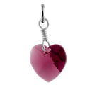 Sterling Silver February Amethyst Crystal Heart Charm