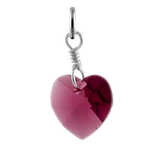Sterling Silver February Amethyst Crystal Heart Charm