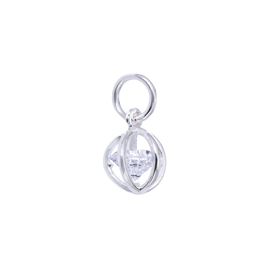 Sterling Silver & CZ Crystal Open Ball Charm
