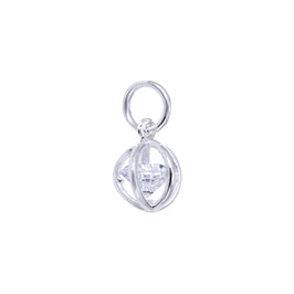 Sterling Silver & CZ Crystal Open Ball Charm