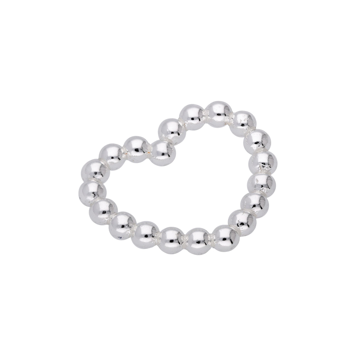 Sterling Silver Beaded Open Heart Pendant