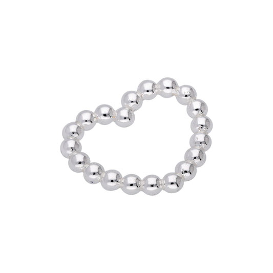 Sterling Silver Beaded Open Heart Pendant