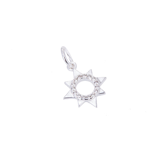 Sterling Silver & CZ Crystal Open Sun Charm