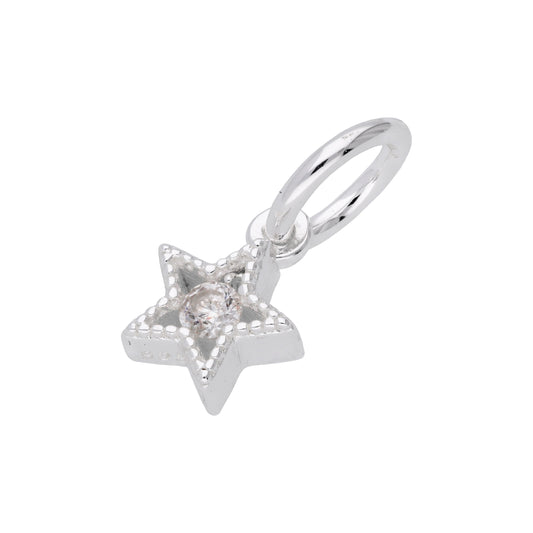Tiny Sterling Silver & CZ Crystal Star Charm