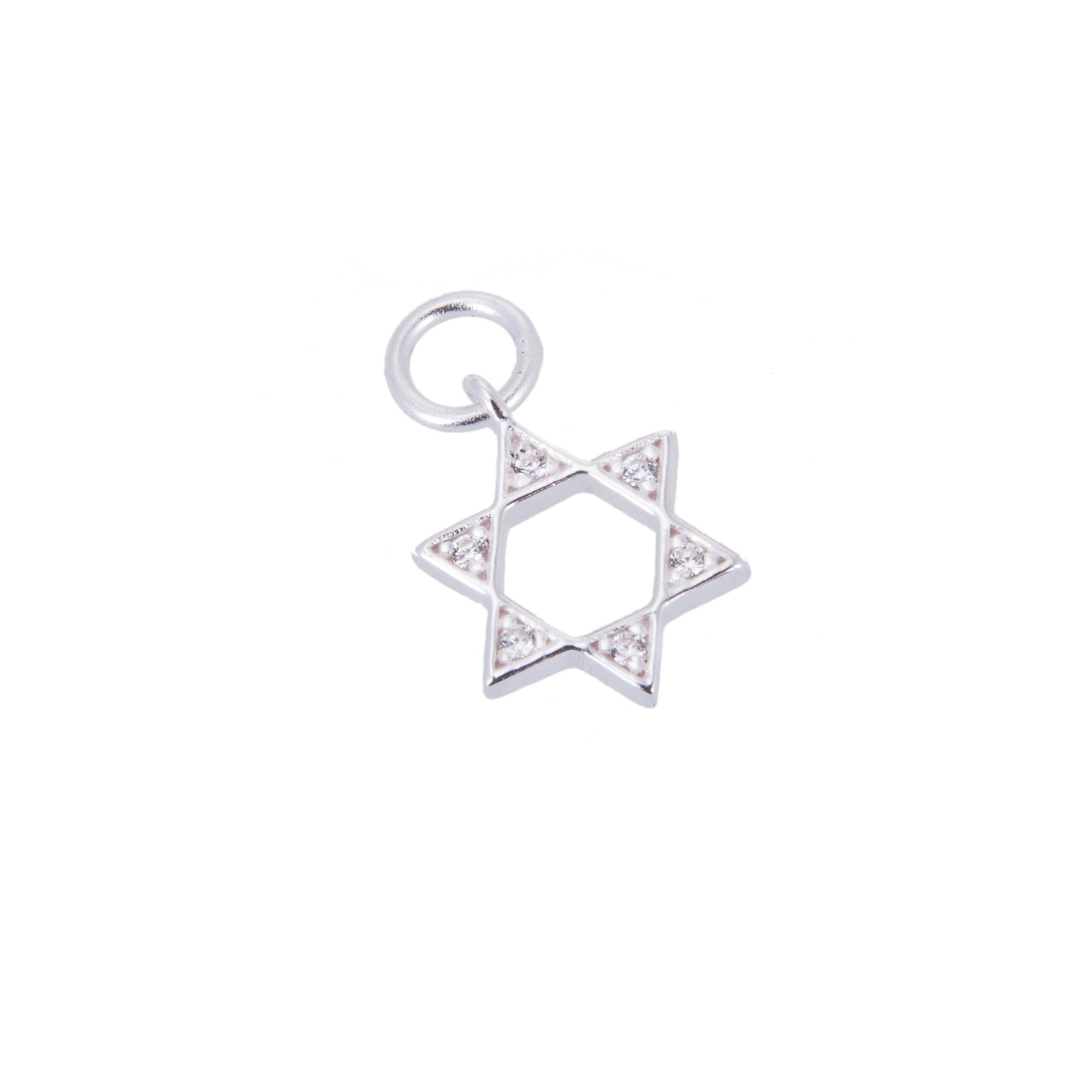Sterling Silver & CZ Crystal Star of David Charm
