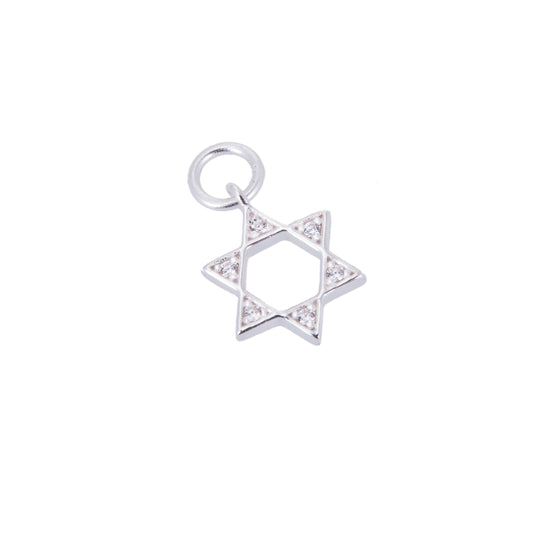 Sterling Silver & CZ Crystal Star of David Charm
