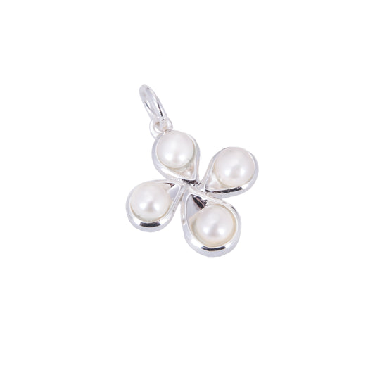 Sterling Silver & Pearl Four Leaf Clover Charm