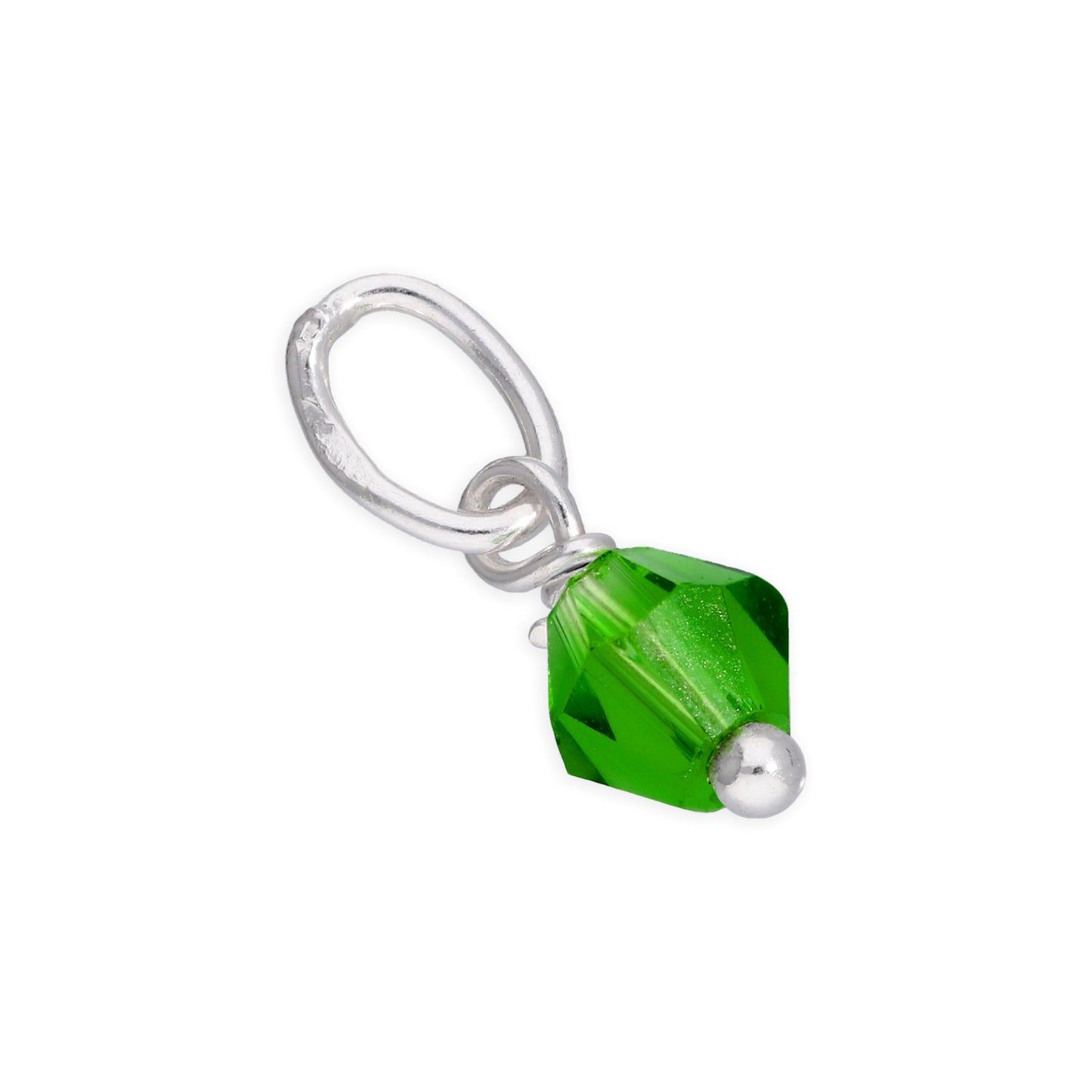 Sterling Silver Green Crystal Bead Charm