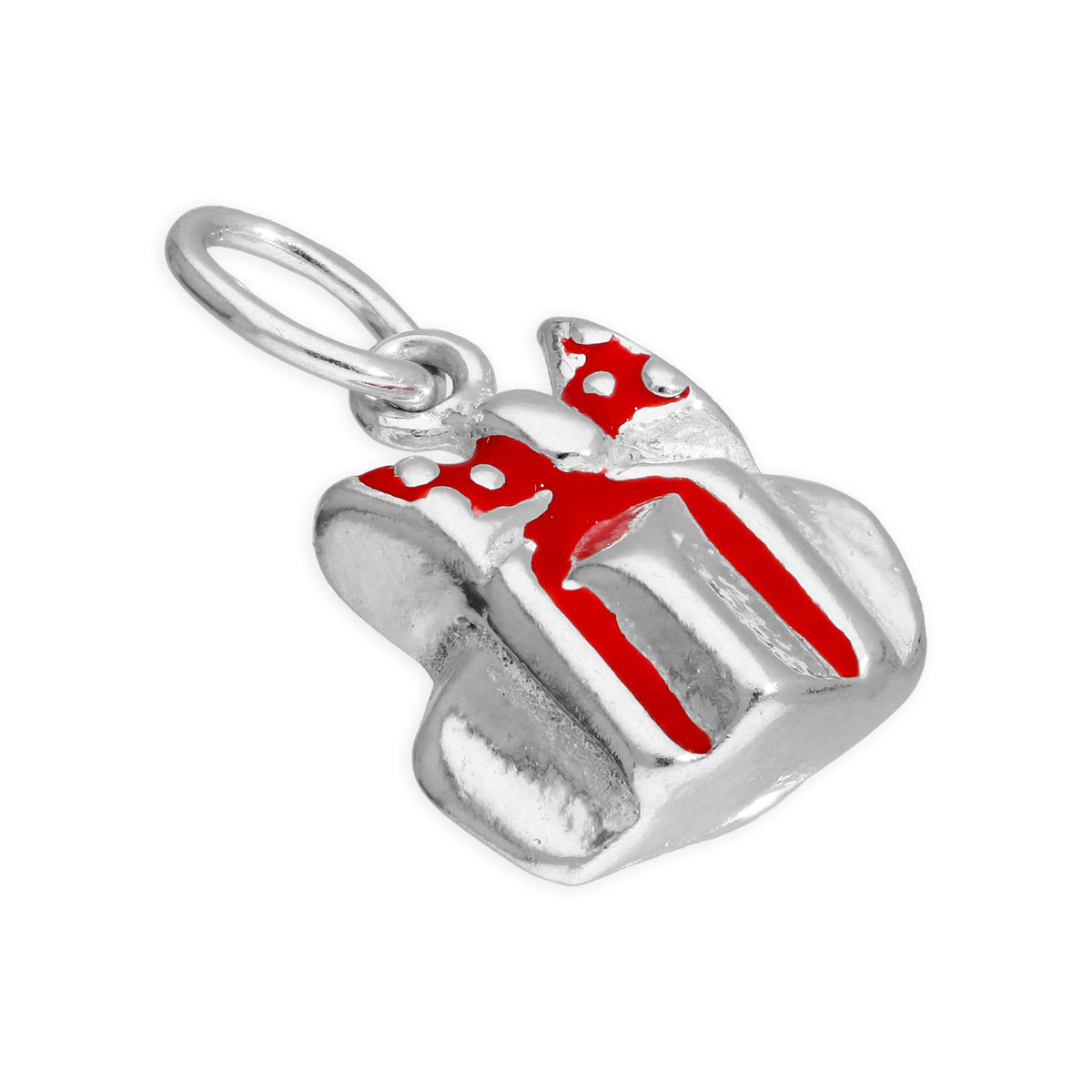 Sterling Silver Enamel Christmas Present Charm