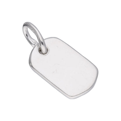 Tiny Sterling Silver Rectangular Engravable Dog Tag Charm