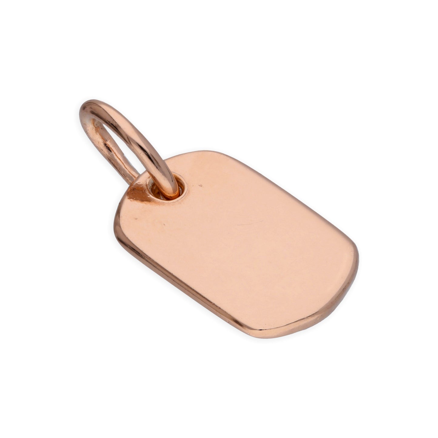 Tiny Rose Gold Plated Sterling Silver Rectangle Dog Tag Charm
