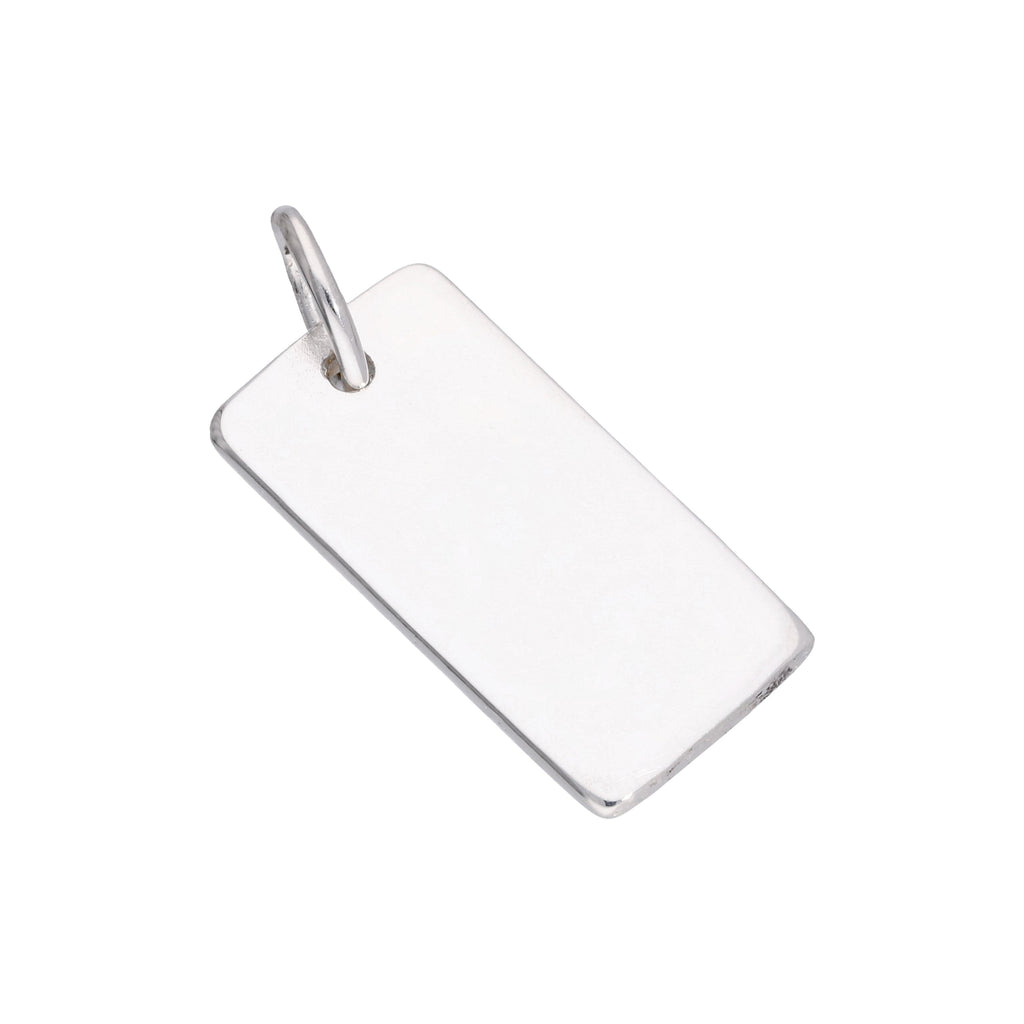 Sterling Silver Engravable Rectangular Dog Tag Charm