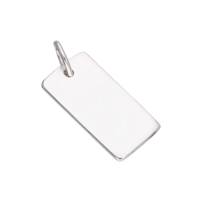 Sterling Silver Engravable Rectangular Dog Tag Charm