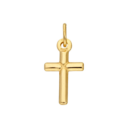 Gold Plated Small Plain Sterling Silver Cross Charm
