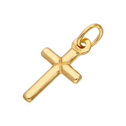 Gold Plated Small Plain Sterling Silver Cross Charm