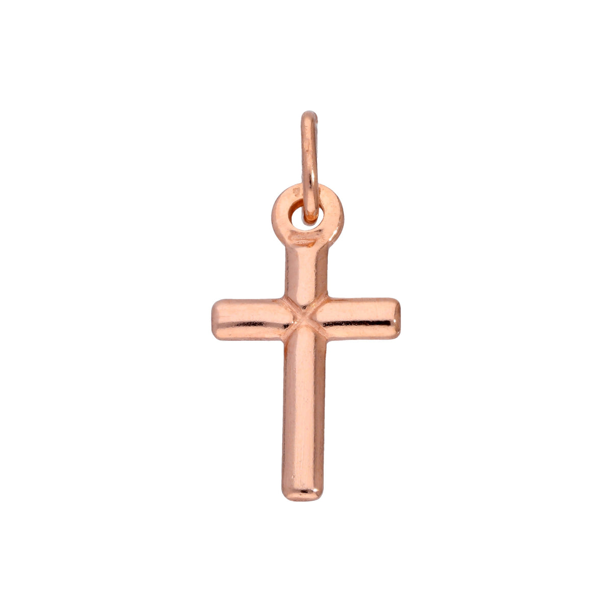 Rose Gold Plated Sterling Silver Small Plain Cross Charm