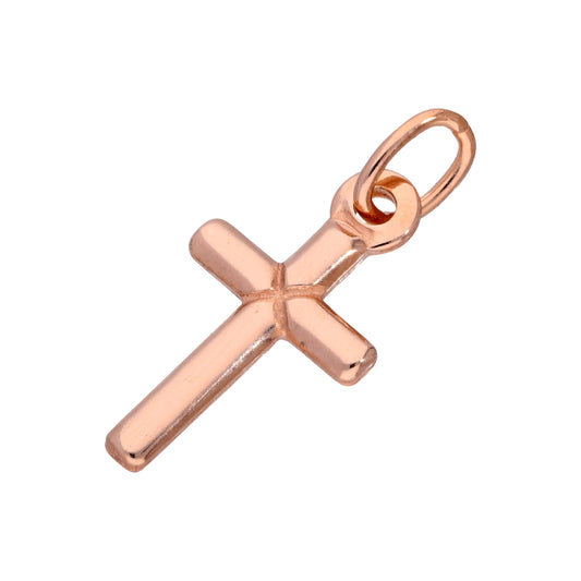 Rose Gold Plated Sterling Silver Small Plain Cross Charm