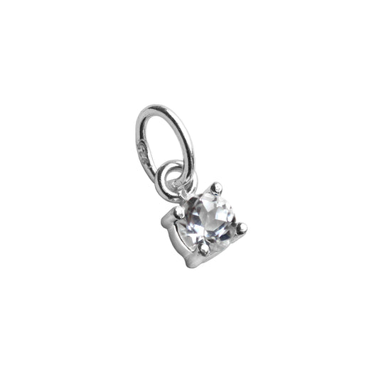 Sterling Silver Clear CZ April Birthstone Claw Charm
