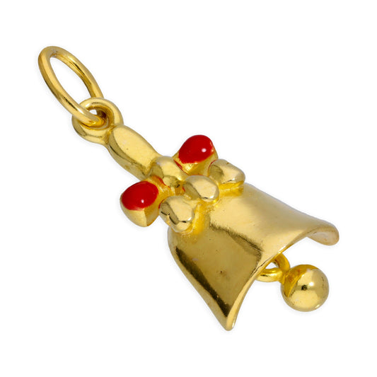 Gold Plated Sterling Silver Jingle Bell Bow Charm