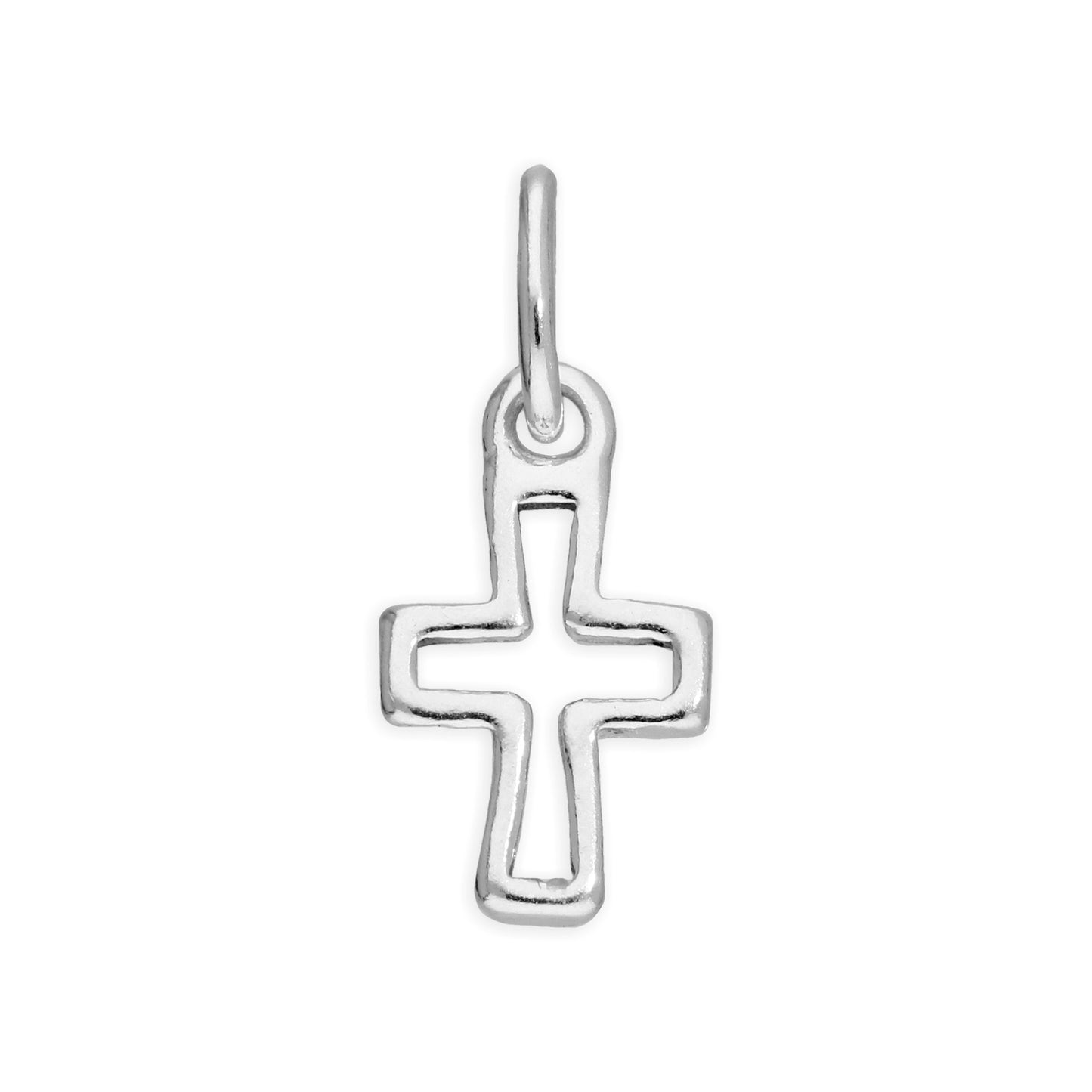Tiny Sterling Silver Cross Outline Charm