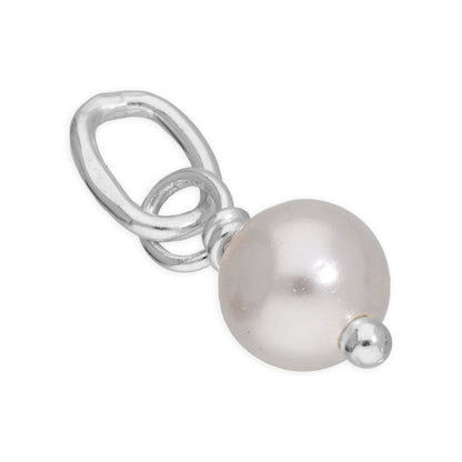 Sterling Silver Cream Round Freshwater Pearl Charm