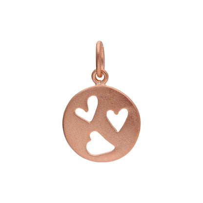 Small Rose Gold Plated Sterling Silver Round Heart Charm