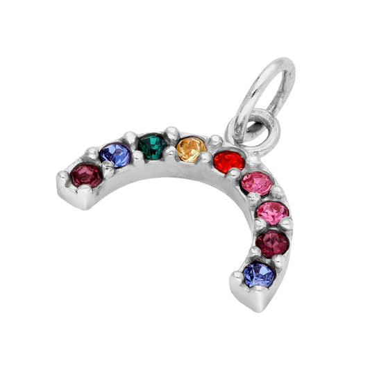 Sterling Silver Multi-Coloured CZ Rainbow Charm