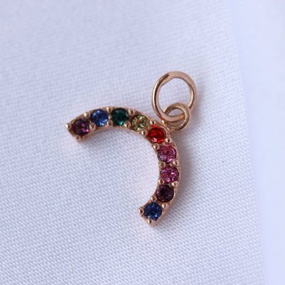 Rose Gold Plated Sterling Silver CZ Rainbow Charm