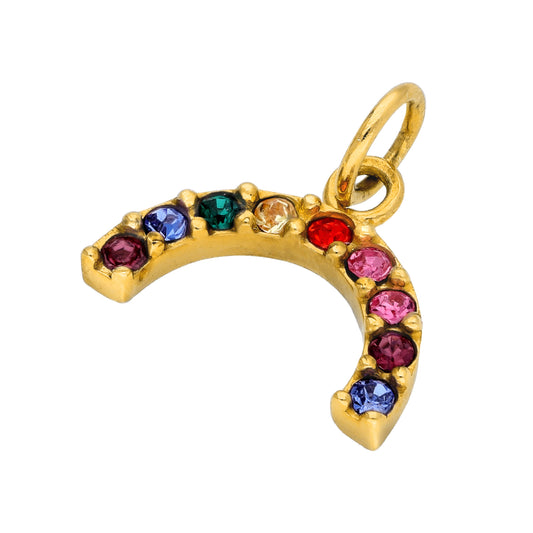 Gold Plated Sterling Silver Multi-Coloured CZ Rainbow Charm