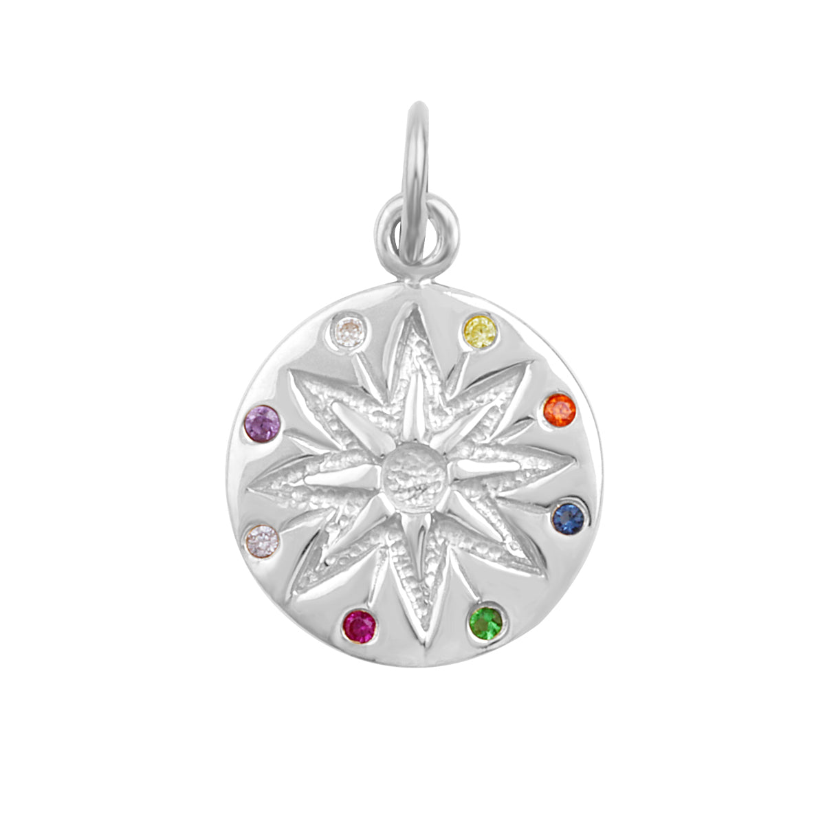 Sterling Silver Multicolour Zodiac CZ Medallion Charm